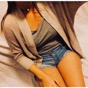 Tan Loose Knit Open Cardigan